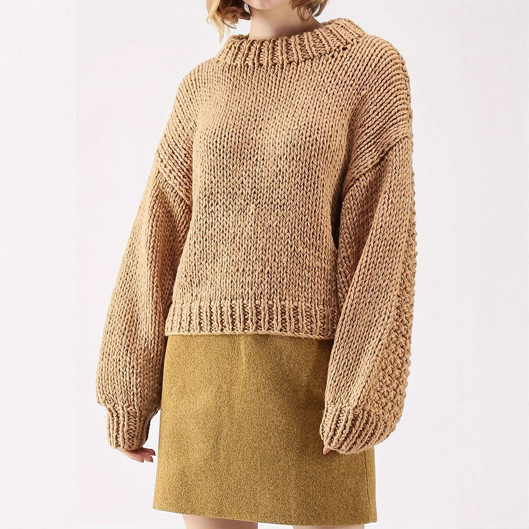 Damen Grobstrickpullover mit weitem Schnitt und Oversized-Ärmeln Drune