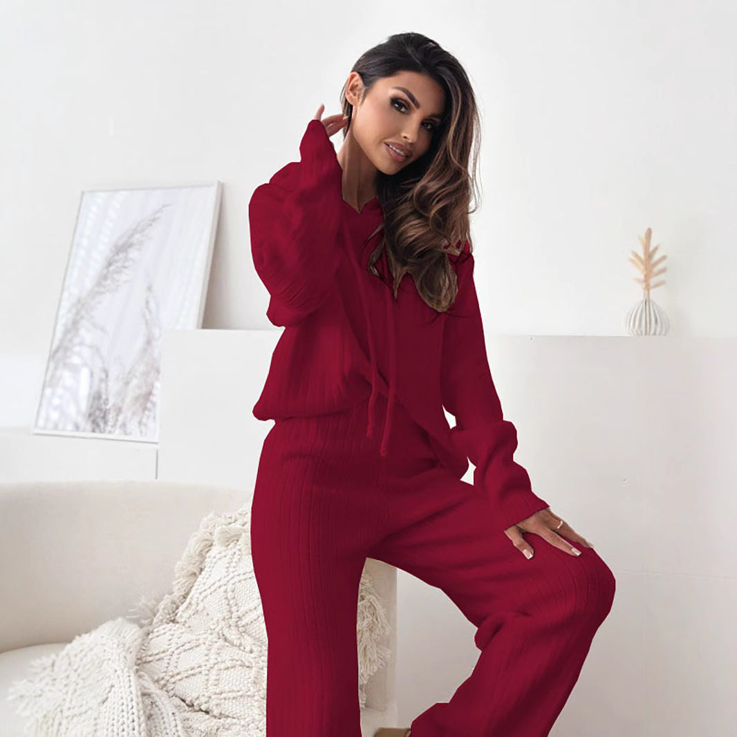 Damen Strickanzug mit Kapuze und weichem Material Drune