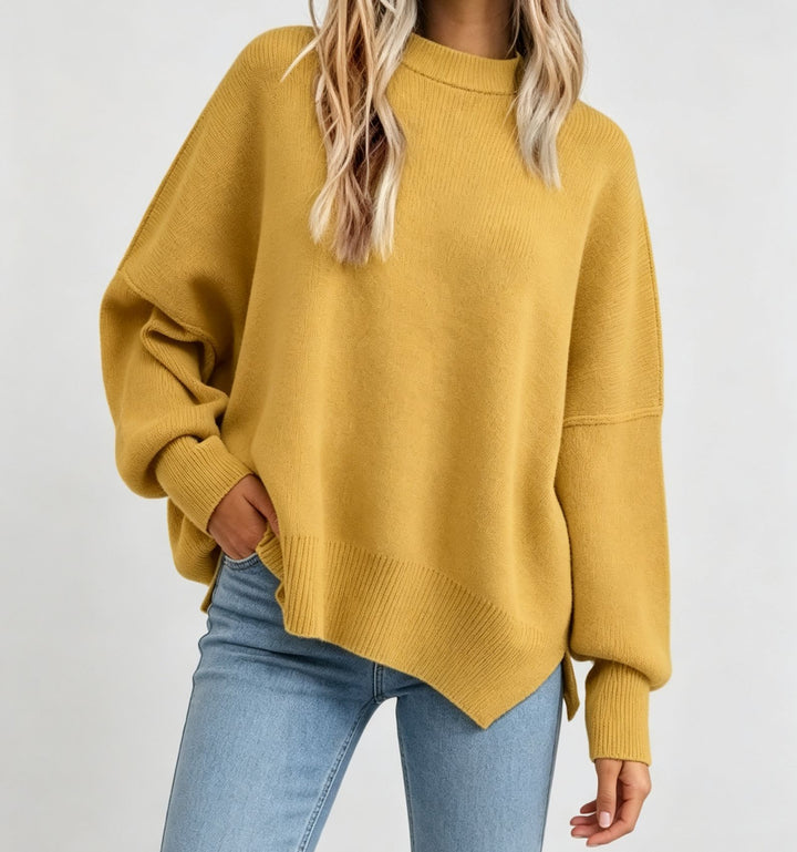 Damen Kastiger Feinstrickpullover mit asymmetrischem Zipfelsaum Drune