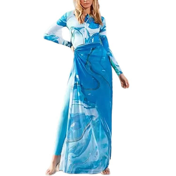 Damen Maxi-Kleid mit Kunstdruck Drune