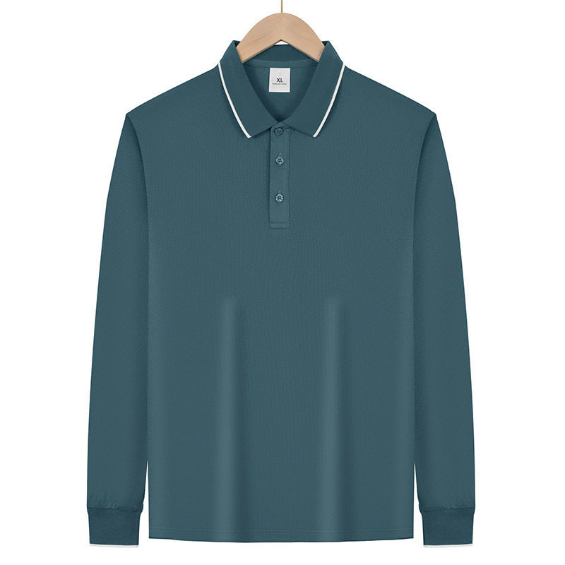 Herren Langärmeliges Funktions-Poloshirt mit Piquéstruktur und Kontrastkragen Drune