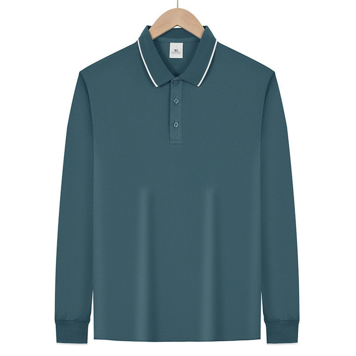 Herren Langärmeliges Funktions-Poloshirt mit Piquéstruktur und Kontrastkragen Drune