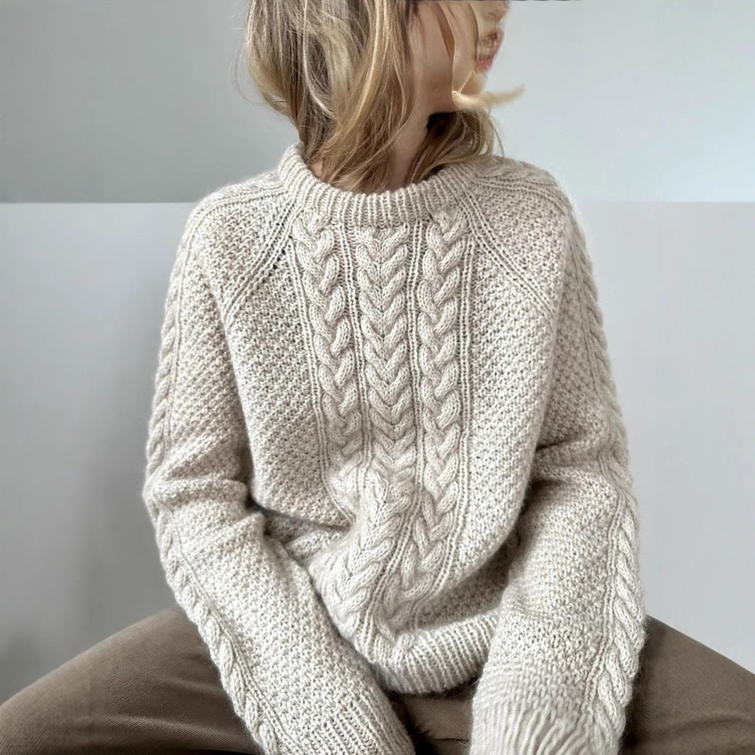 Damen Übergroßer Strickpullover mit Zopfmuster