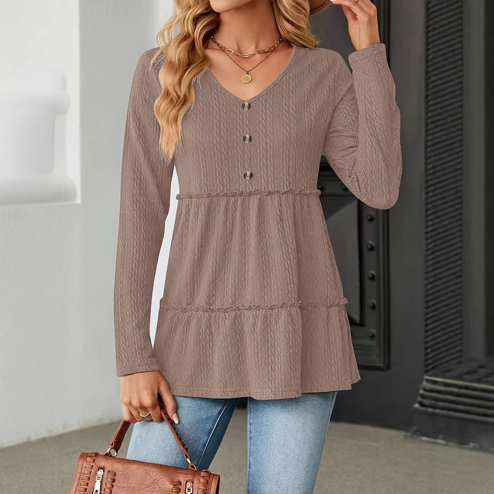 Damen Ärmelloses V-Ausschnitt Shirt mit Knopfdetails und voluminösem Saum Drune