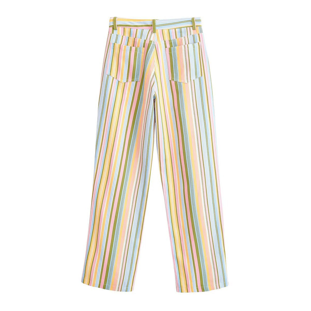 Damen weite High-Waist-Hose mit breitem Bund und Eingrifftaschen Drune