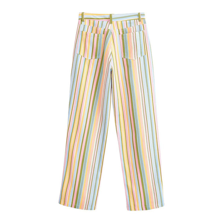 Damen weite High-Waist-Hose mit breitem Bund und Eingrifftaschen Drune
