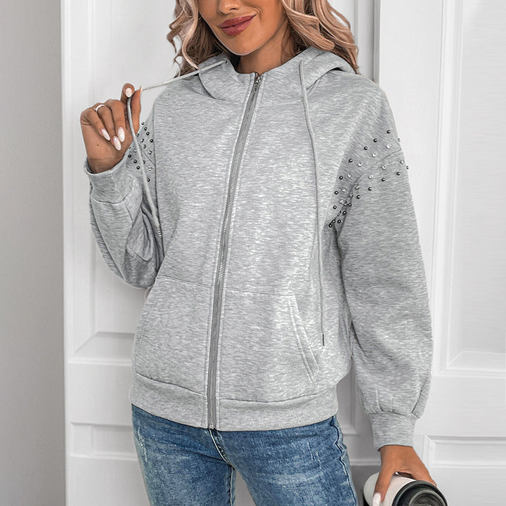 Damen Hoodie mit dekorativen Nieten und lässigem Schnitt Drune