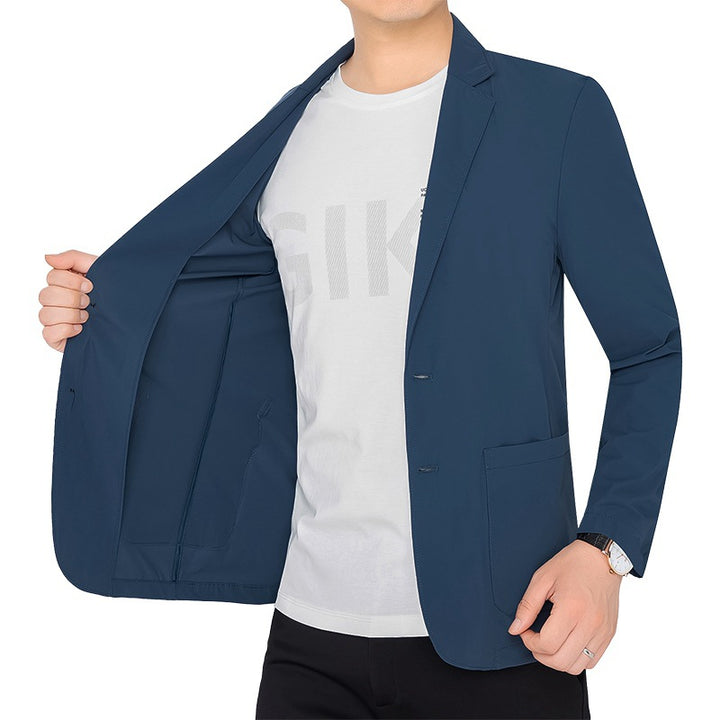 Herren Unstrukturierter Stretch ReisDrunelazer mit aufgesetzten Taschen Drune