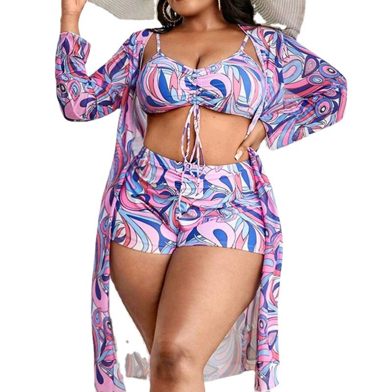 Damen Zweiteiliges Badeset mit durchscheinendem Cover-Up Drune
