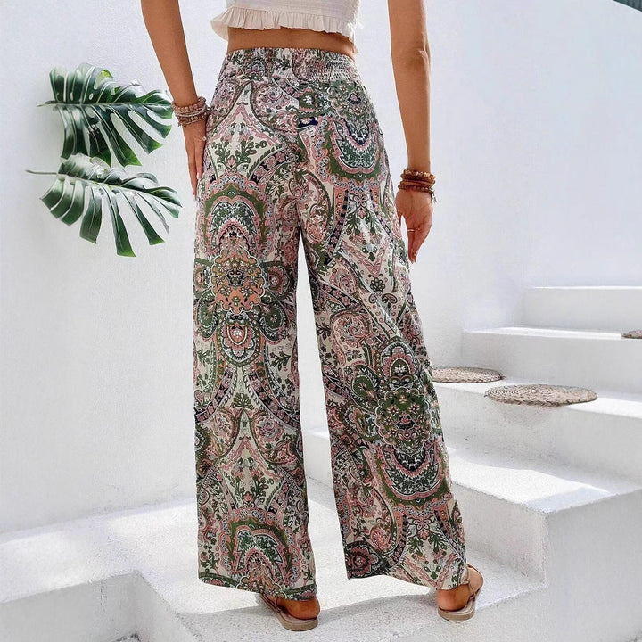 Damen weite Palazzo-Hose mit elastischem Bund und paisley Muster Drune