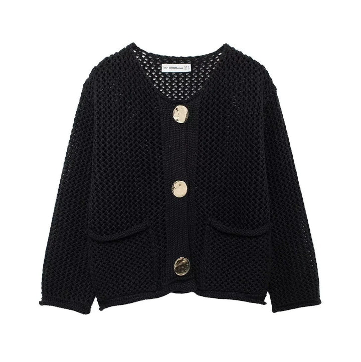 Damen Strickjacke mit dekorativen Knöpfen und praktischen Taschen Drune