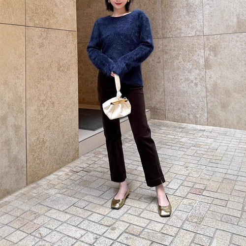 Damen Weicher Mohair-Pullover mit weitem Schnitt Drune