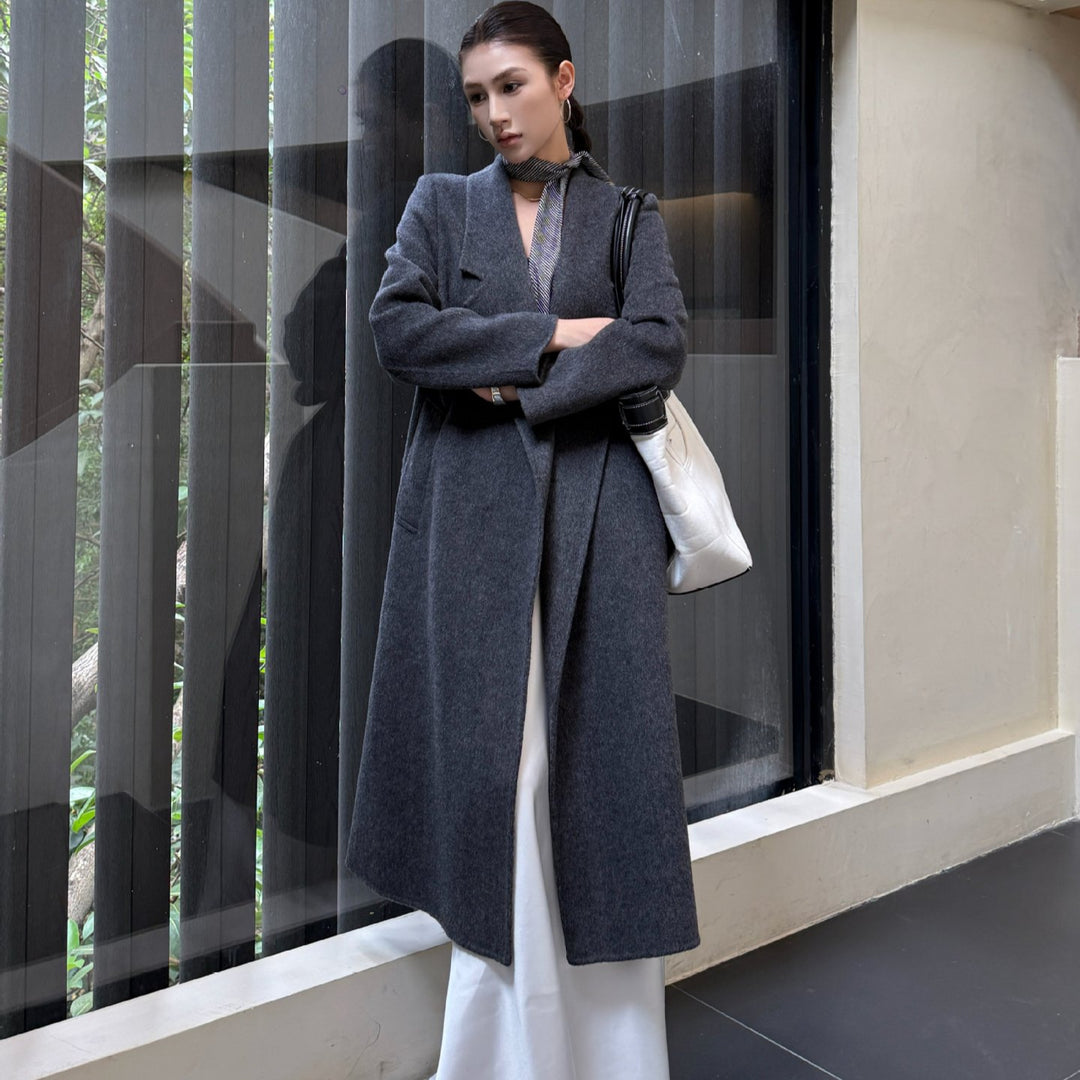 Damen Oversize Wollmantel mit strukturierter Schulterpartie und elegantem Revers Drune