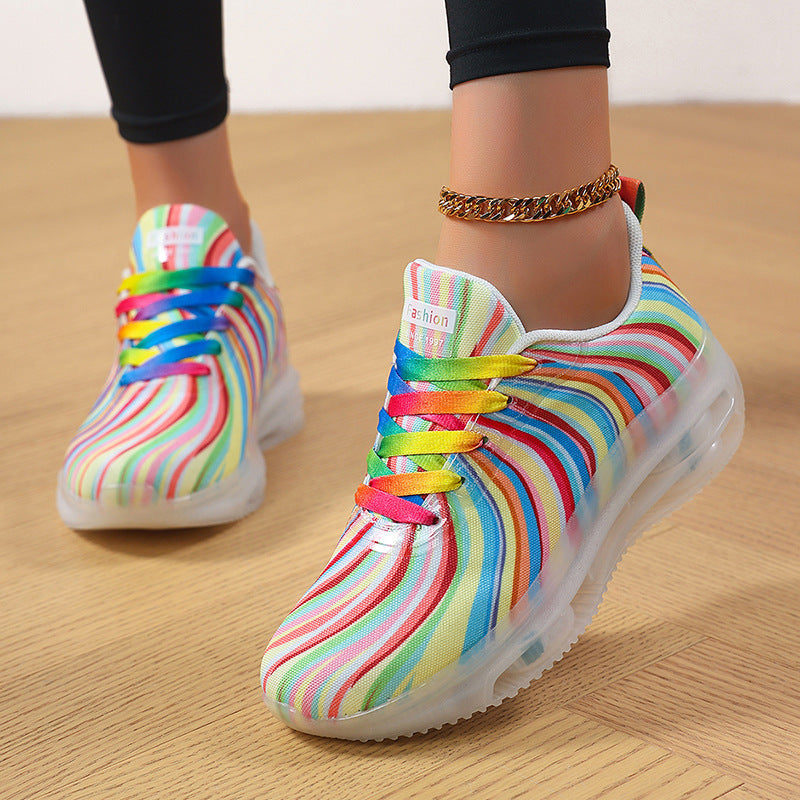 Damen nan leichter Muster-Sneaker mit elastischem Canvas-Obermaterial, gepolsterter Fersenstütze und segmentierter Flexlaufsohle Drune