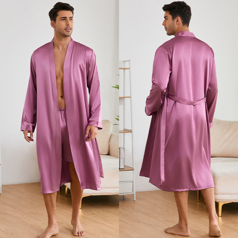 Herren Satin Morgenmantel mit luxuriösem Finish und praktischen Taschen Drune