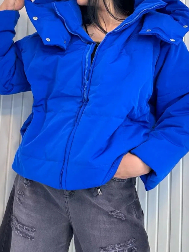 Steppjacke Damen modisch mit abnehmbarer Kapuze und Taschen