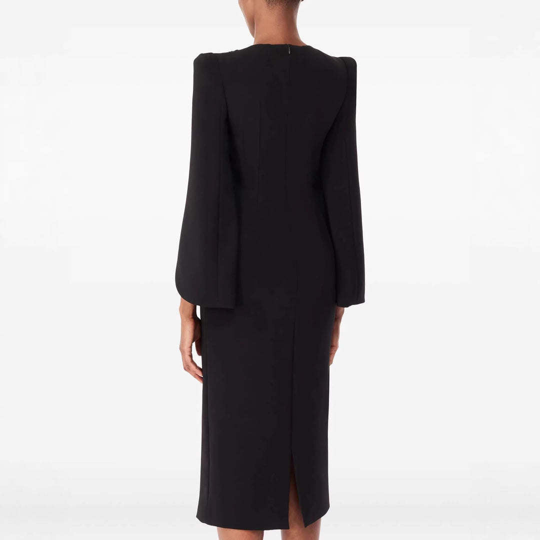 Damen Schlankes Abendkleid mit Cape-Ärmeln und tailliertem Schnitt Drune