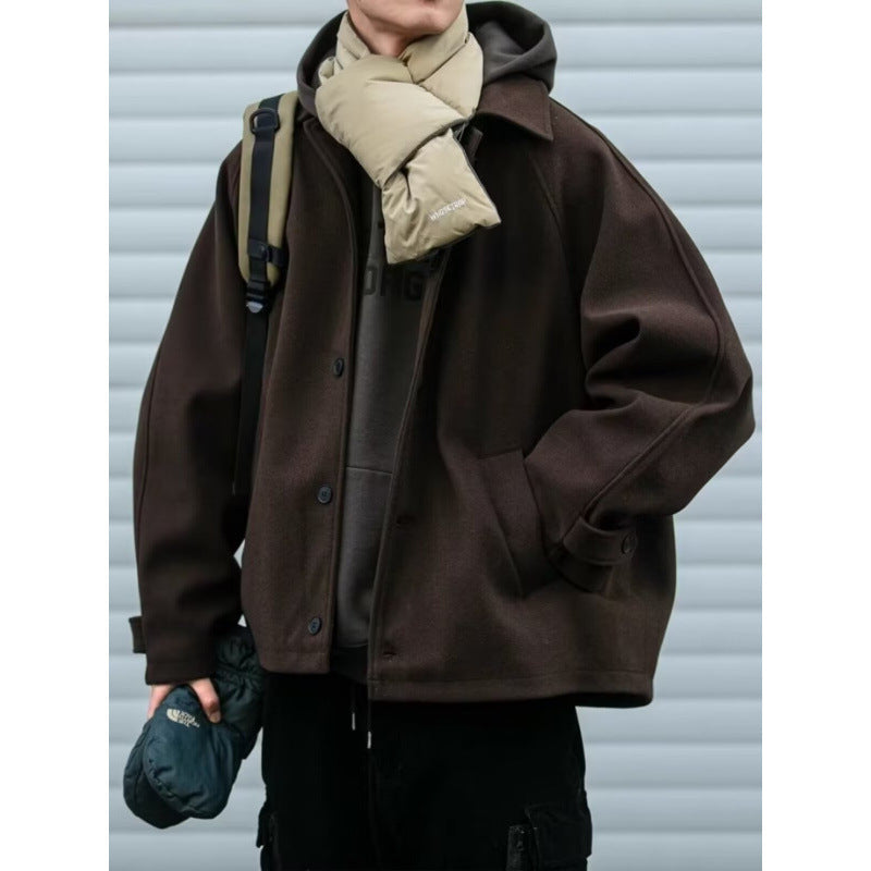Herren modische Oversize-Jacke mit Knopfleiste und praktischen Taschen Drune