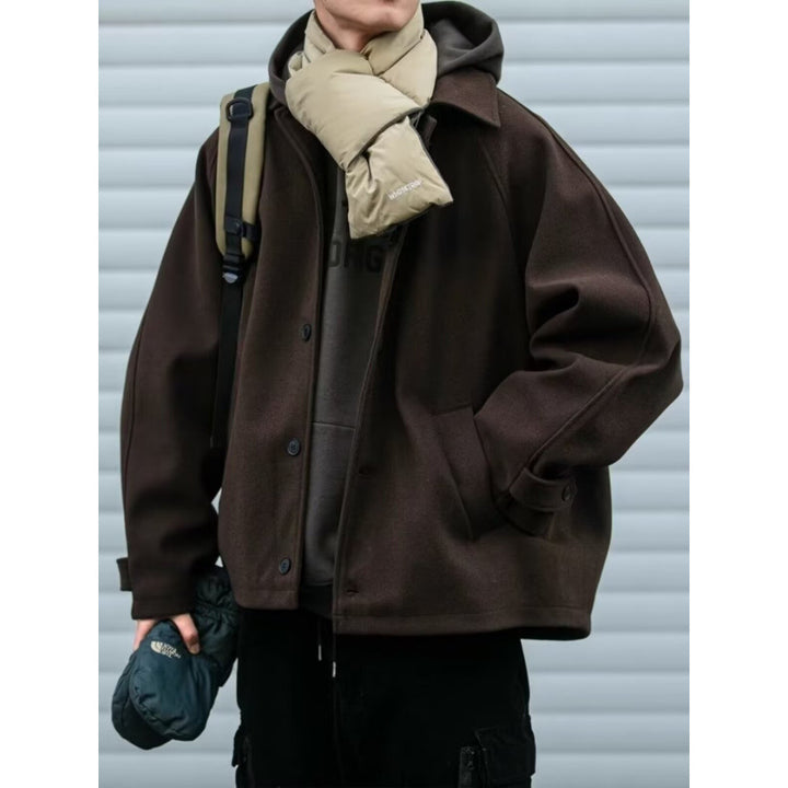 Herren modische Oversize-Jacke mit Knopfleiste und praktischen Taschen Drune