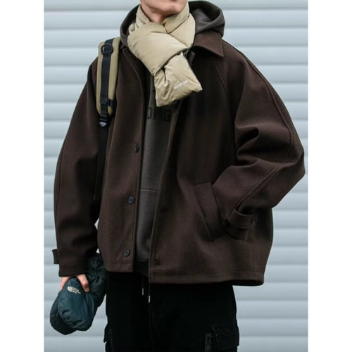 Herren modische Oversize-Jacke mit Knopfleiste und praktischen Taschen Drune