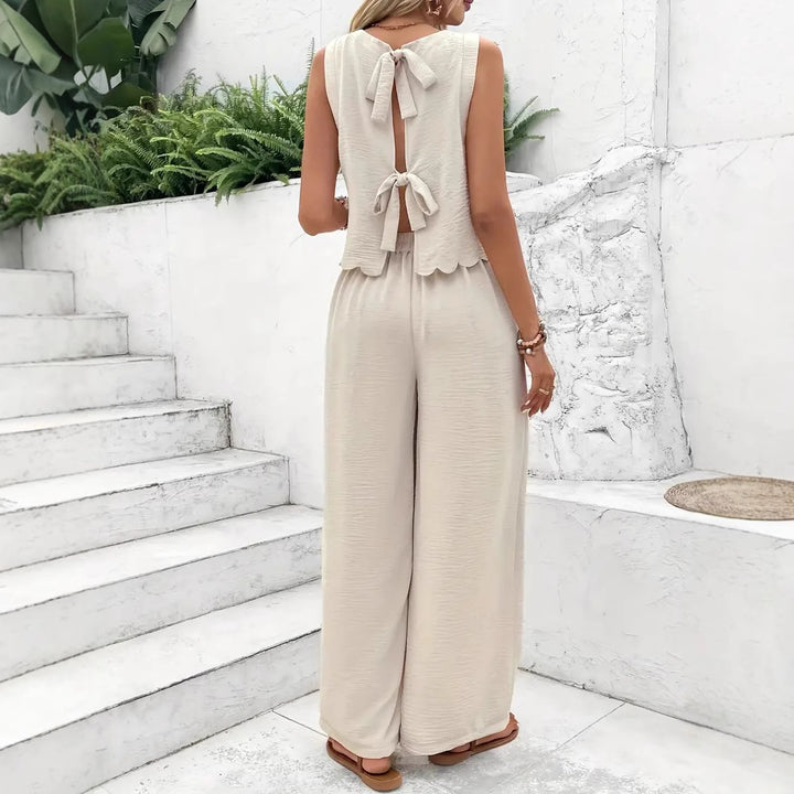 Damen Elegantes Set aus Crop-Top und weitem Hosen Drune