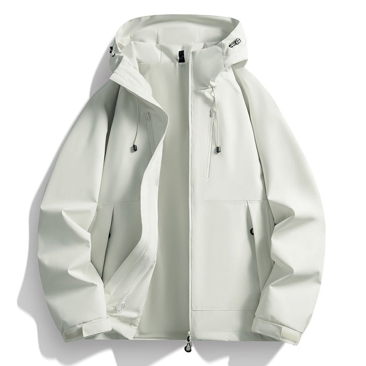 Herren Softshelljacke mit Kapuze, winddichter Außenlage, verstellbarem Saum & Reißverschluss-Taschen Drune