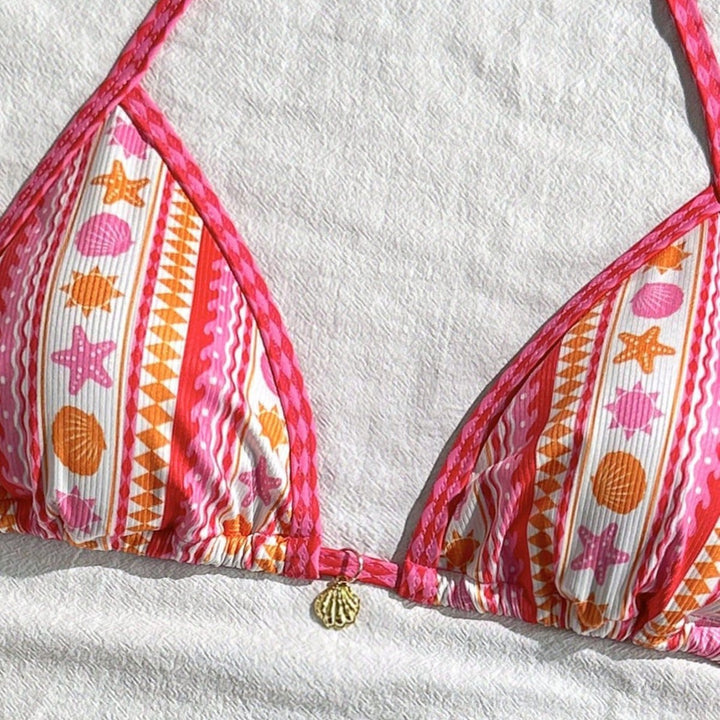 Damen Triangel-Bikini mit buntem Muster Drune