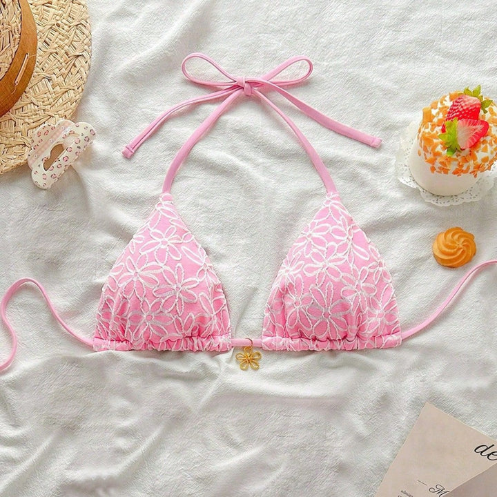 Damen Triangel-Bikini mit Blumenstickerei Drune