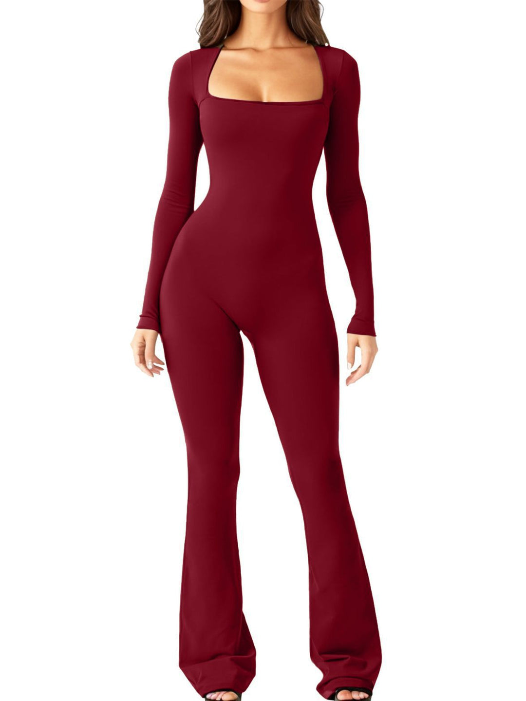 Damen Eleganter Jumpsuit mit langem Arm und figurbetontem Schnitt Drune