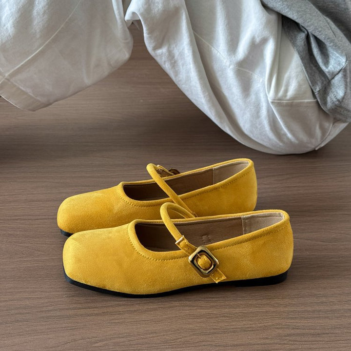 Damen elegante Mary Jane Ballerinas mit modischem Riemchen und komfortablem Fußbett Drune