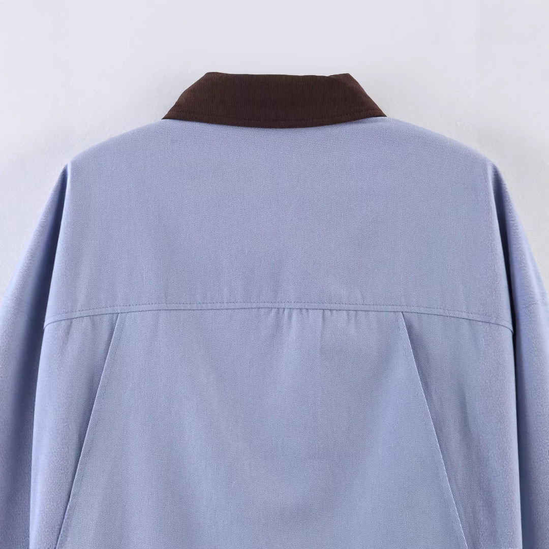 Damen nan oversize Fieldjacke mit Kontrastkragen und mehreren aufgesetzten Taschen Drune