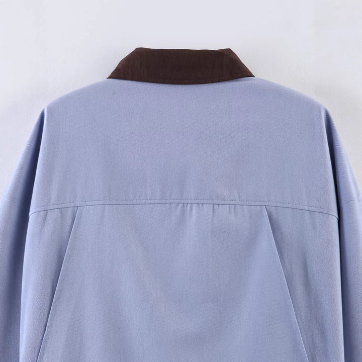 Damen nan oversize Fieldjacke mit Kontrastkragen und mehreren aufgesetzten Taschen Drune