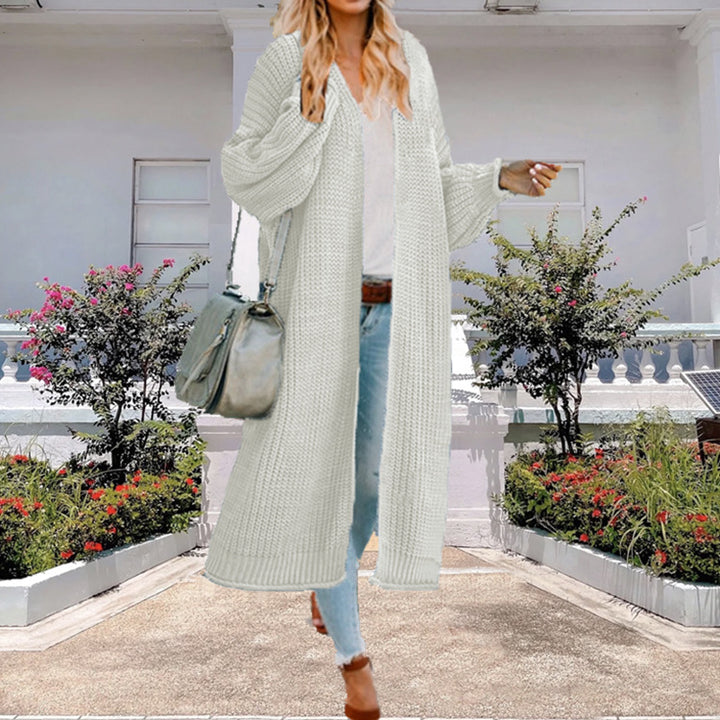Damen Lange Strickjacke mit weit geschnittenen Ärmeln und strukturiertem Design Drune