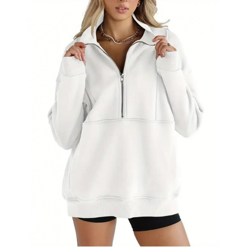 Damen Sweatshirt mit halbem Reißverschluss und oversized Schnitt Drune