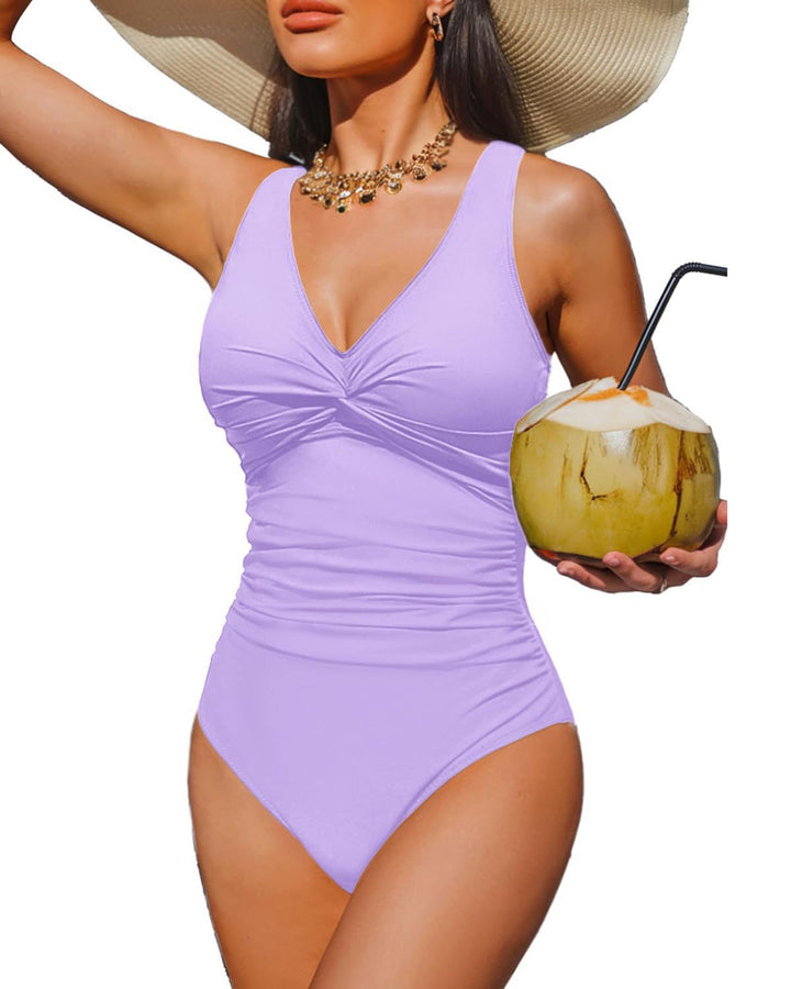 Damen Eleganter Einteiler Badeanzug mit modischem Twist Drune