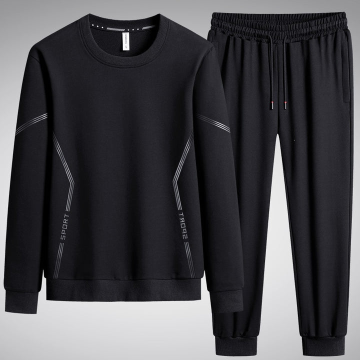 Herren Sportliches Freizeit-Jogginganzug-Set aus atmungsaktivem Funktionsfleece mit Rundhalsausschnitt & Kordelbund Drune