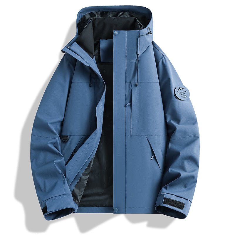 Herren Wasser- und Winddichte Softshell-Outdoorjacke mit verstellbarer Kapuze Drune