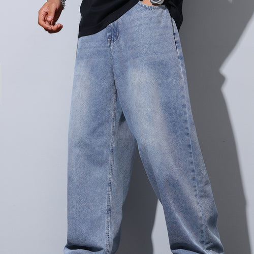 Herren Weite Baggy-Jeans aus leichtem Denim mit tiefer Schrittführung Drune