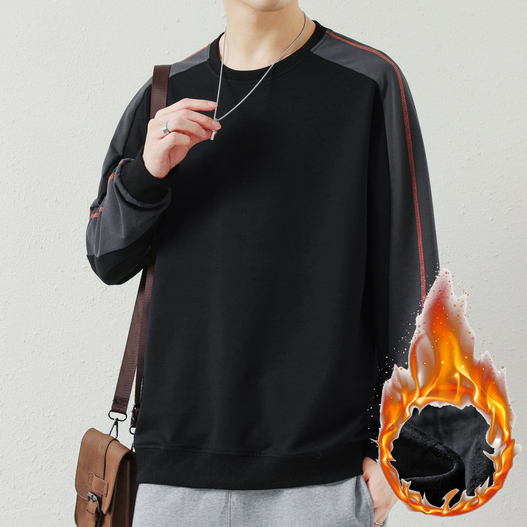 Herren Oversize-Sweatshirt mit kontrastierenden Ärmeln, Flachnaht-Details und Rippbündchen Drune
