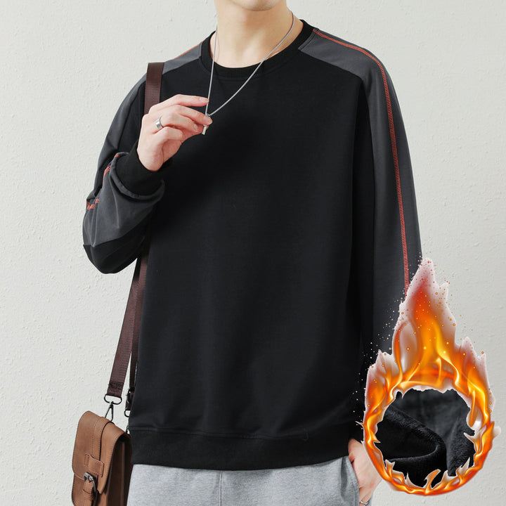 Herren Oversize-Sweatshirt mit kontrastierenden Ärmeln, Flachnaht-Details und Rippbündchen Drune