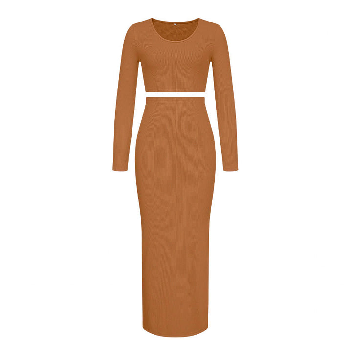Damen Modisches Langarm-Kleid mit anpassbarem Taillengürtel Drune