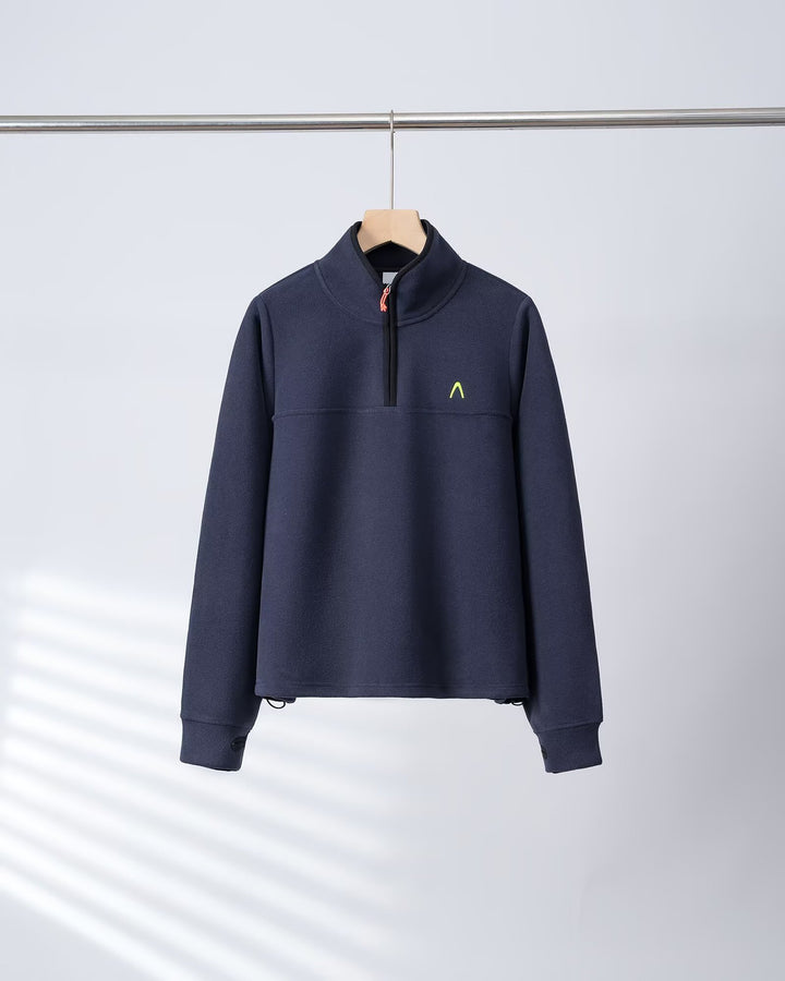 Damen Fleece-Pullover mit halbem Reißverschluss und elastischen Bündchen Drune