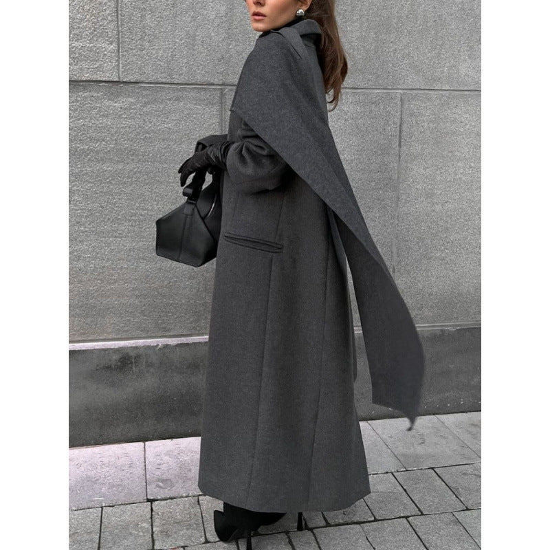 Damen Eleganter Cape Mantel aus hochwertigem Wollmix Drune