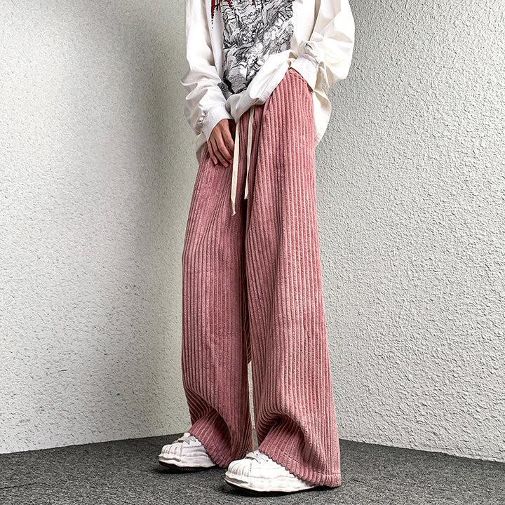 Damen Extraweite Cordhose mit Kordelzug, Rippenstruktur und weitem Bein Drune