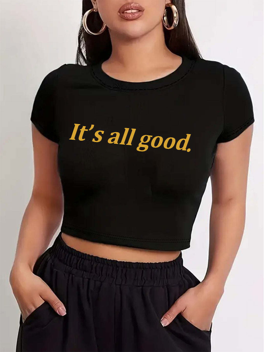 Damen Crop-T-Shirt mit verspieltem Kirschmotiv und elegantem Schleifenprint Drune