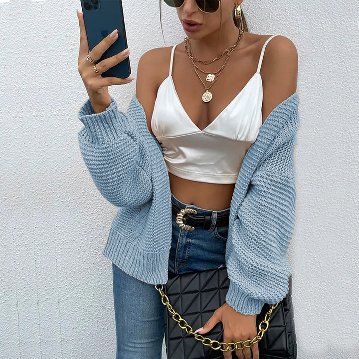 Damen Grobstrickjacke mit oversized Ärmeln und offener Front Drune