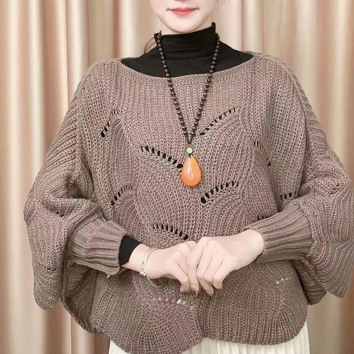 Damen Luftiger Strickpullover mit Lochmuster Drune