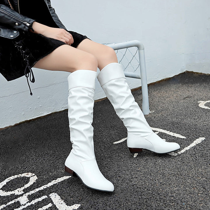 Damen nan knielange Slouch-Stiefel mit weichem Schaft und niedrigem Blockabsatz Drune