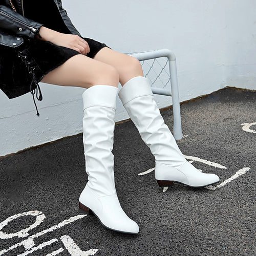Damen nan knielange Slouch-Stiefel mit weichem Schaft und niedrigem Blockabsatz Drune