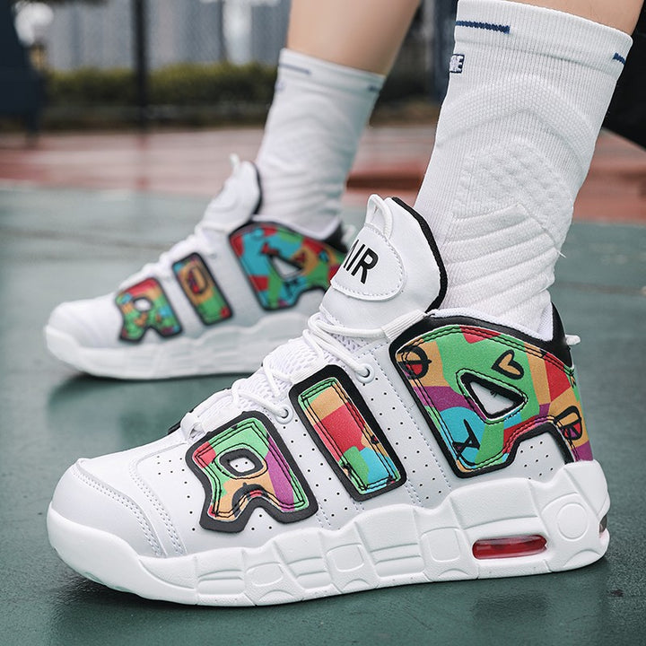 Unisex hochwertige Streetball-Sneaker mit perforiertem Obermaterial, verstärkten Overlays und gedämpfter Wellen-Zwischensohle Drune